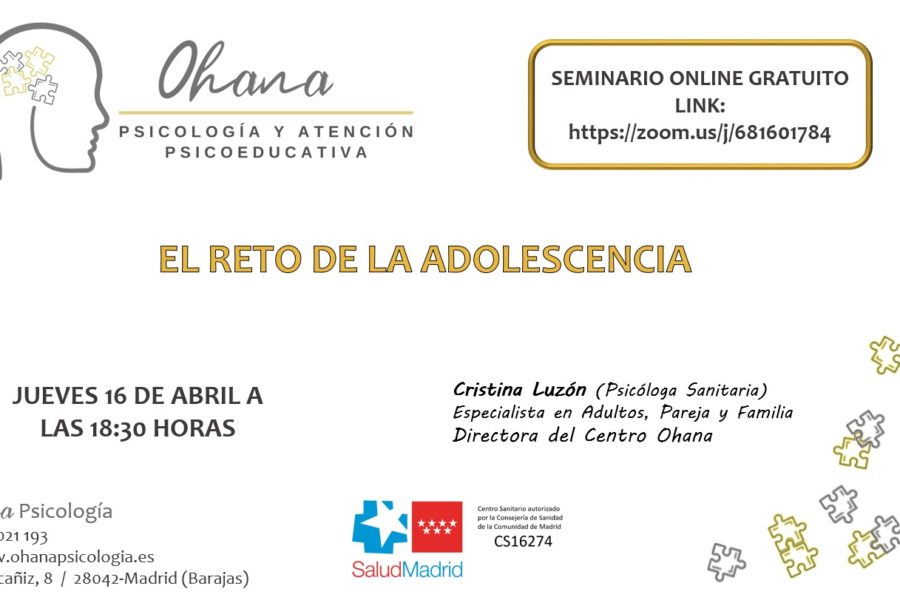 Taller ONLINE: El Reto de la Adolescencia